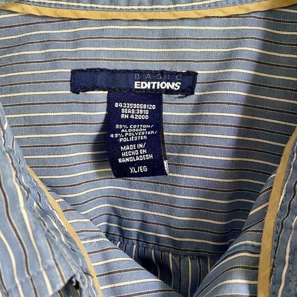 Basic Edition Casual Striped Short Sleeve Button Down Shirt XL - Picture 6 of 7